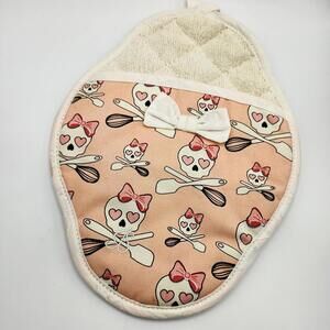 Jessie Steele Pink Skull Heart Eyes Potholder
